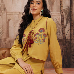 Sand Elegance Embroidered Cotton Kurta Palazzo Set
