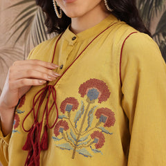 Sand Elegance Embroidered Cotton Kurta Palazzo Set