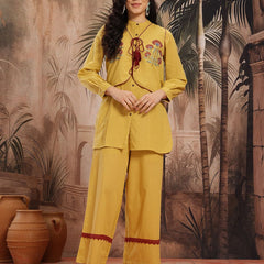 Sand Elegance Embroidered Cotton Kurta Palazzo Set