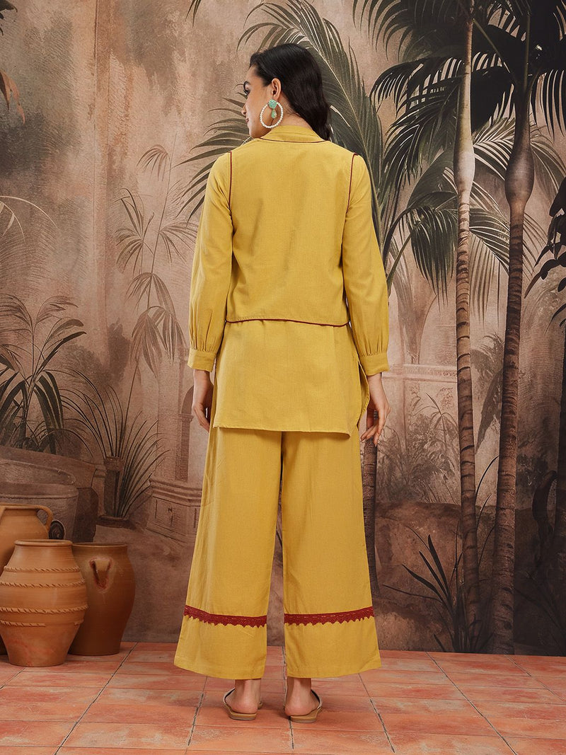Sand Elegance Embroidered Cotton Kurta Palazzo Set