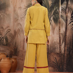Sand Elegance Embroidered Cotton Kurta Palazzo Set