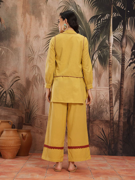 Sand Elegance Embroidered Cotton Kurta Palazzo Set