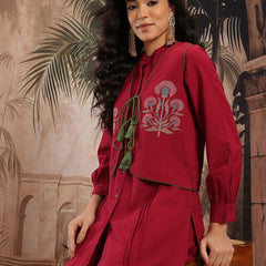 Ruby Grace Embroidered Cotton Kurta Palazzo Set