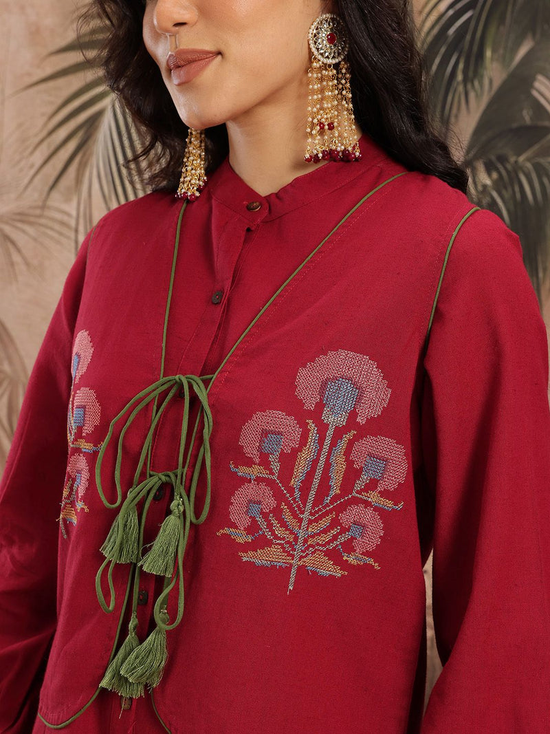 Ruby Grace Embroidered Cotton Kurta Palazzo Set