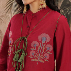 Ruby Grace Embroidered Cotton Kurta Palazzo Set