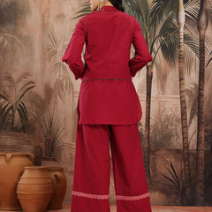 Ruby Grace Embroidered Cotton Kurta Palazzo Set
