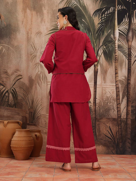 Ruby Grace Embroidered Cotton Kurta Palazzo Set