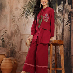 Ruby Grace Embroidered Cotton Kurta Palazzo Set