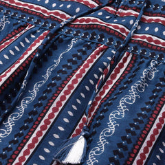 Women indigo printed cotton top
