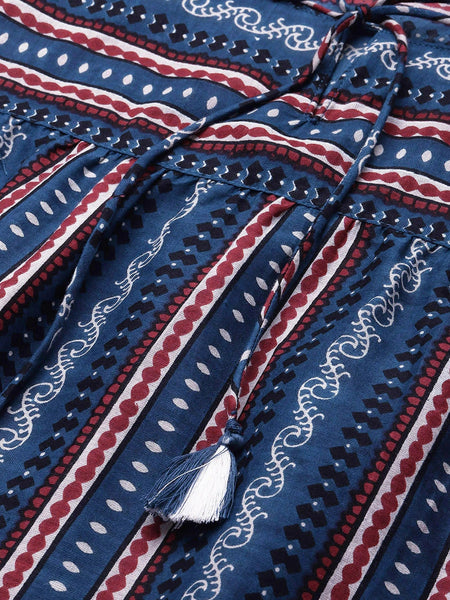 Women indigo printed cotton top
