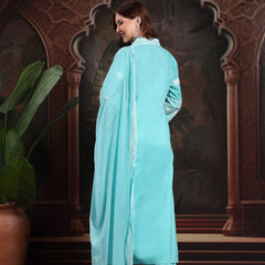 Women Turquoise Blue Pure Cotton Kurta Sets