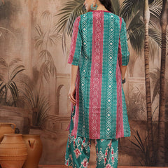 Women Green Printed Top Palazzo Set