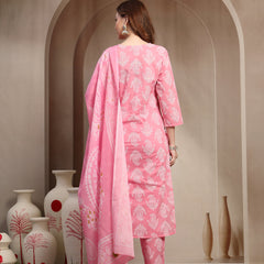 Women Pink Pure Cotton Kurta Sets