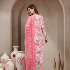 Women Peach Pure Cotton Kurta Sets