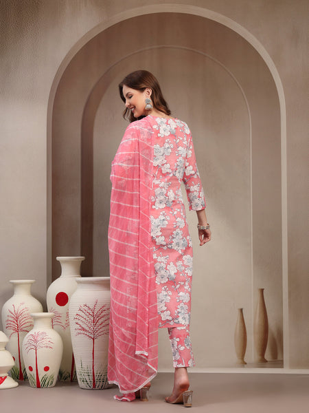 Women Peach Pure Cotton Kurta Sets