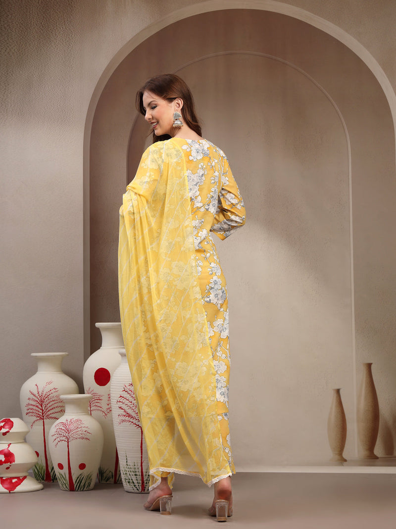 Women Yellow Pure Cotton Kurta Sets