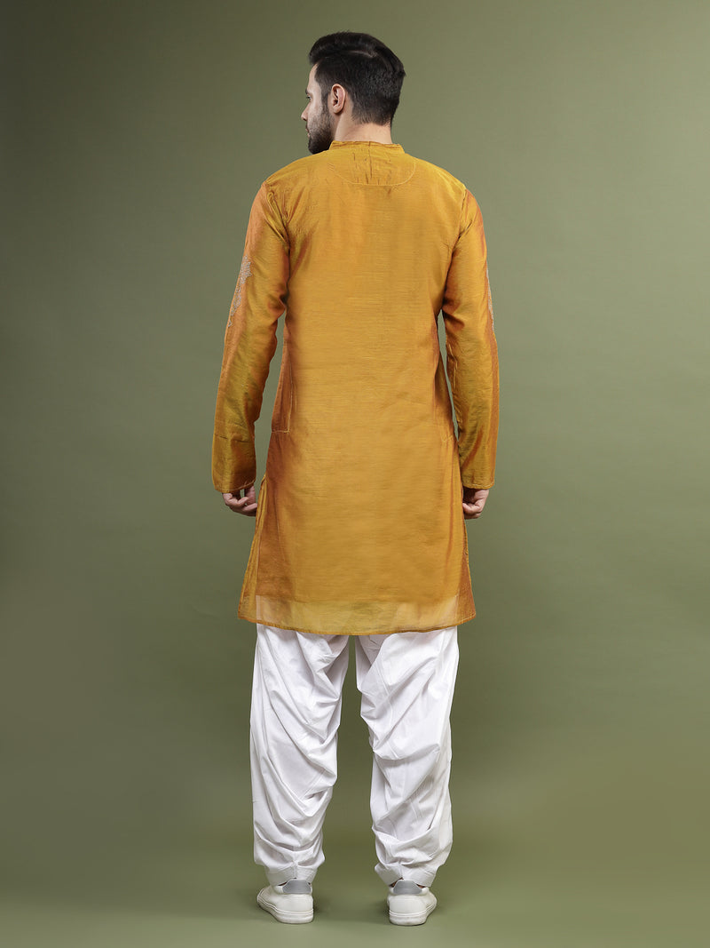Mustard Printed Straight Kurta Back