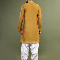 Mustard Printed Straight Kurta Back