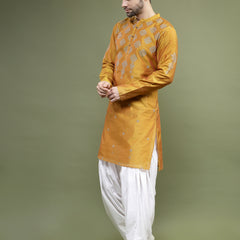 Mustard Printed Straight Kurta Side