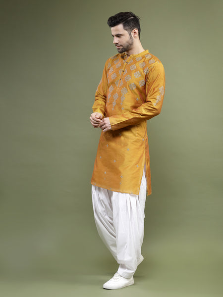 Mustard Printed Straight Kurta Side