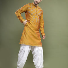 Mustard Printed Straight Kurta 