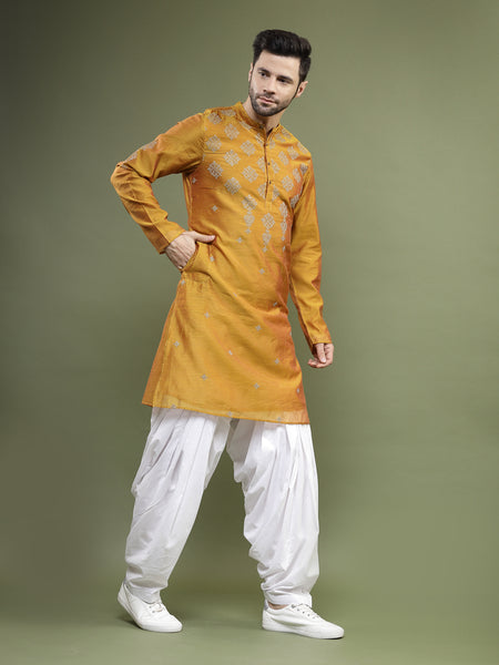 Mustard Printed Straight Kurta 