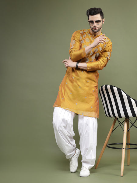Mustard Printed Straight Kurta 