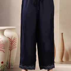 Women Blue Polyester Kurta Palazzo & Dupatta Set