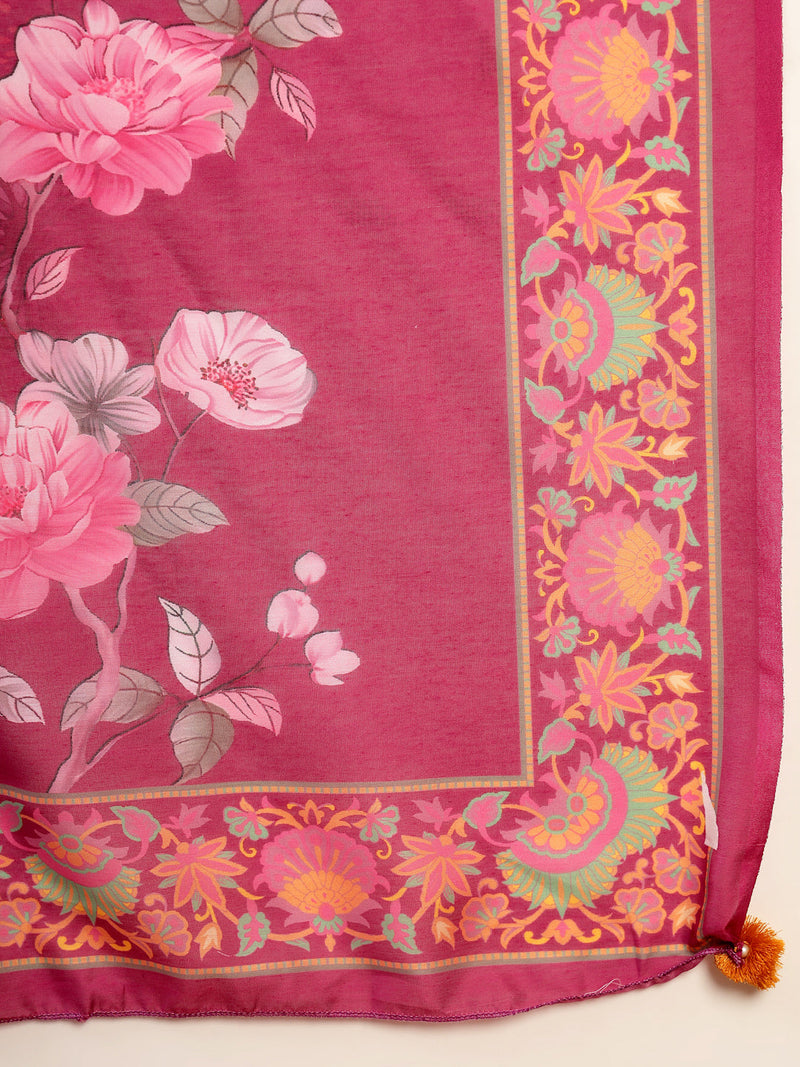 Elegant Purple Lehriya Printed Kurta Palazzo & Dupatta Set