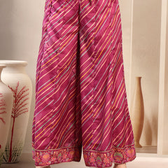 Elegant Purple Lehriya Printed Kurta Palazzo & Dupatta Set