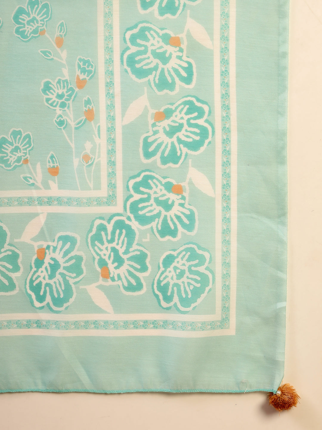 Women’s Sea Green Polyester Kurta Trouser & Dupatta Set