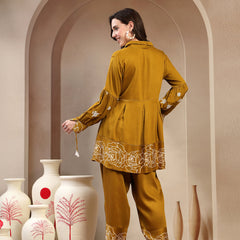 Women’s Green Printed Rayon Kurta Palazzo Co-ord Set