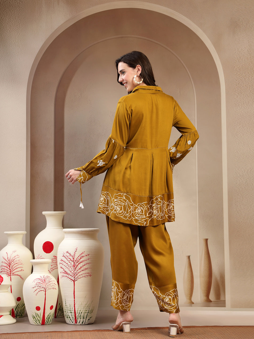 Women’s Green Printed Rayon Kurta Palazzo Co-ord Set