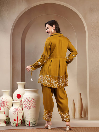 Women’s Green Printed Rayon Kurta Palazzo Co-ord Set