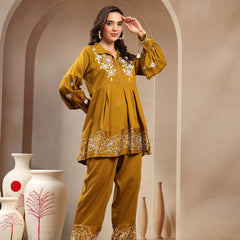 Women’s Green Printed Rayon Kurta Palazzo Co-ord Set