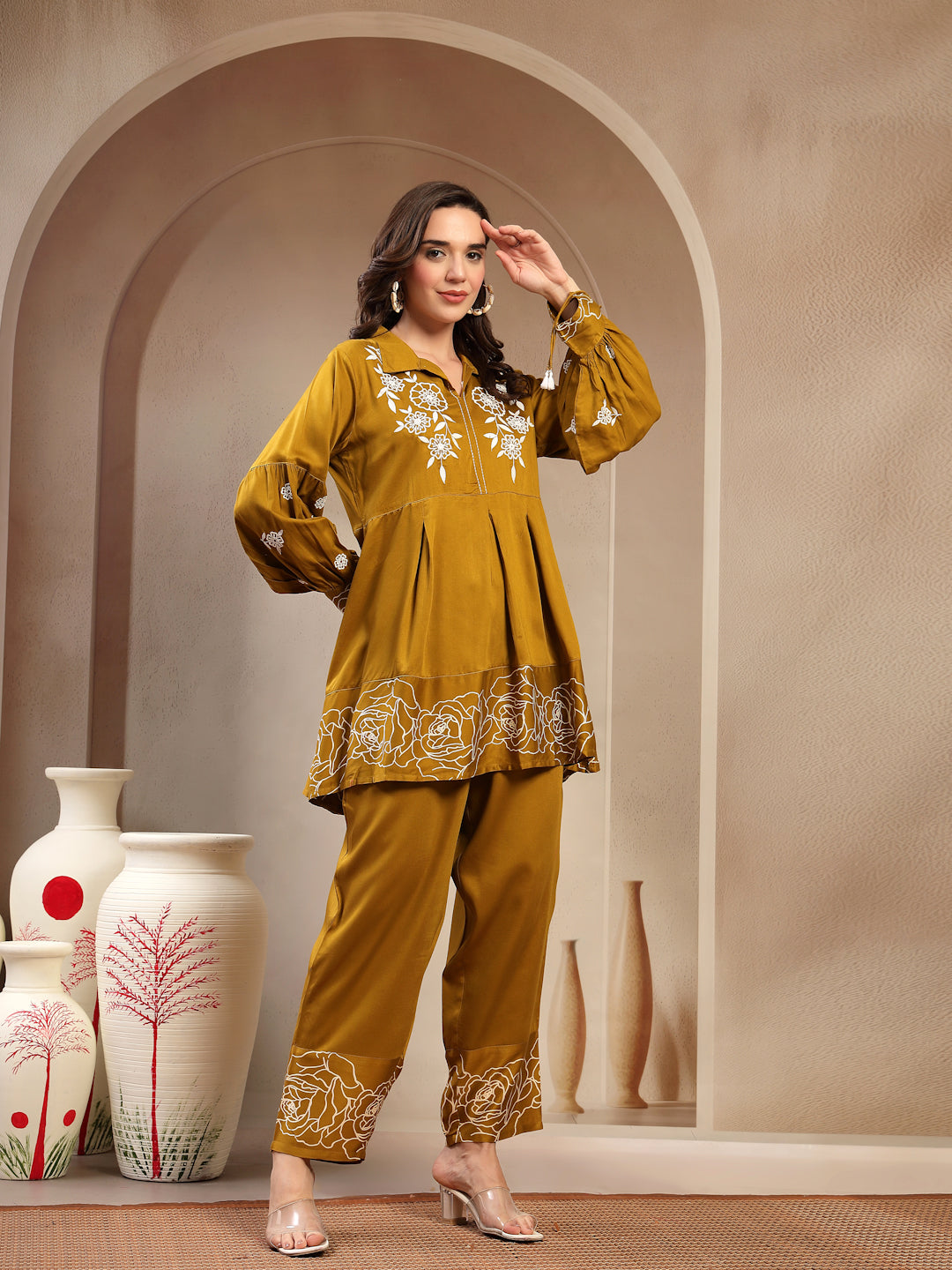 Women’s Green Printed Rayon Kurta Palazzo Co-ord Set