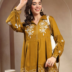 Women’s Green Printed Rayon Kurta Palazzo Co-ord Set