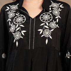 Women’s Black Printed Rayon Kurta Palazzo Co-ord Set