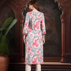 Women Red Viscose Rayon Straight Kurtas