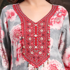 Women Red Viscose Rayon Straight Kurtas