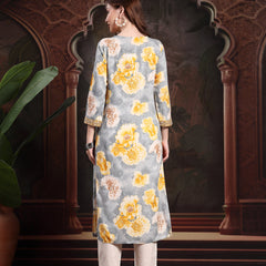 Women Yellow Viscose Rayon Straight Kurtas