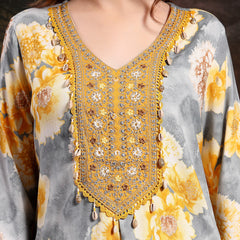 Women Yellow Viscose Rayon Straight Kurtas