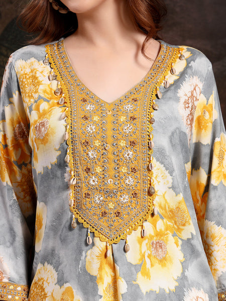 Women Yellow Viscose Rayon Straight Kurtas