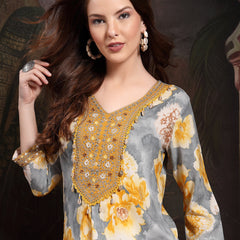 Women Yellow Viscose Rayon Straight Kurtas