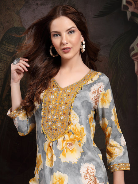 Women Yellow Viscose Rayon Straight Kurtas