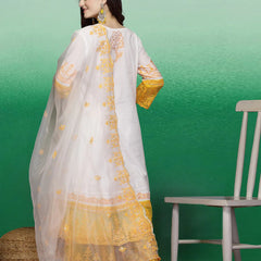 Women White Embroidered Anarkali Cotton Kurta Set