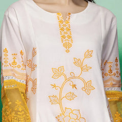 Women White Embroidered Anarkali Cotton Kurta Set