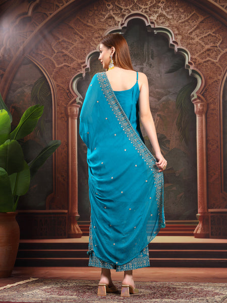 Women Ethnic Motifs Embroidered Regular Sequinned Kurta with Palazzos & With Dupatta