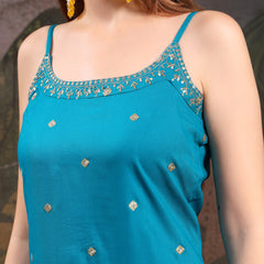 Women Ethnic Motifs Embroidered Regular Sequinned Kurta with Palazzos & With Dupatta