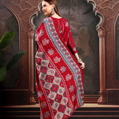 Women Floral Printed Regular Thread Work Kurta with Palazzos & With Dupatta
